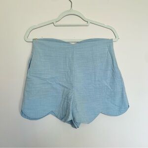 Moon River Scallop Shorts in Baby Blue